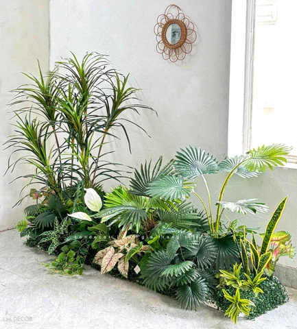 Bồn Cây Trang Trí- Bồn Cây Giả Thiết Kế Vườn Tiểu Cảnh Nhiệt Đới  (225X90X150cm)- RC089