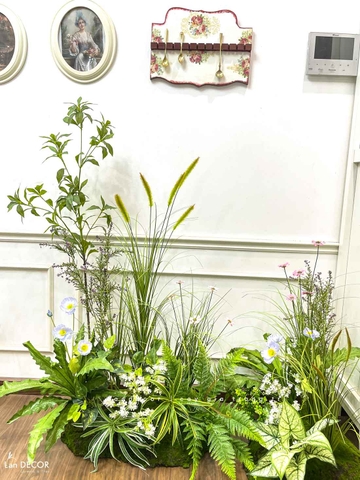 Bồn Rêu Thiết Kế- Bồn Rêu Hoa Tiểu Cảnh Trang Trí Sảnh Chung Cư, Điểm Nhấn Không Gian (90x40x130cm)- RC083