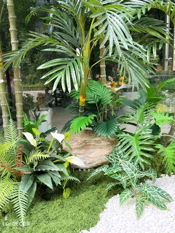 Thi Công Tiểu Cảnh Cây Giả - Bồn Rêu Cây Dừa Giả Thiết Kế Tiểu Cảnh Quán Cafe