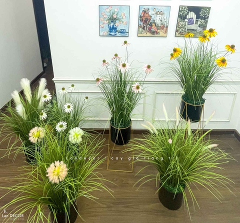 Kệ Hoa Cỏ Giả- Kệ Hoa Cúc Giả Trang Trí Tạo Điểm Nhấn (cao 140cm, tán 55cm)- CC1109