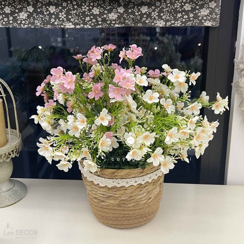Hoa Nhí Giả Decor - Giỏ Hoa Giả Trang Trí Phòng Khách (35cm)- CC1426