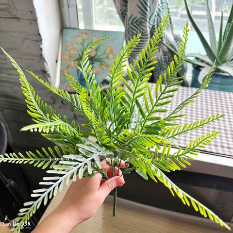 Cành Lá Giả- Cành Dương Xỉ Giả Trang Trí Tiểu Cảnh (5 nhánh, 40cm)- HC1379