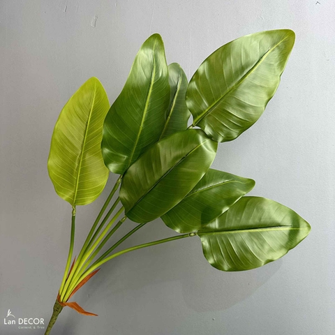 Cành Lá Giả- Cành Lá Chuối Giả Decor Tiểu Cảnh, Bụi Cây, Trang Trí Nội Thất Xanh (80cm, 7 lá)- HC1311