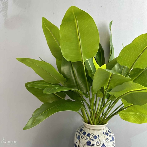 Cành Lá Giả- Cành Lá Chuối Giả Decor Tiểu Cảnh, Bụi Cây, Trang Trí Nội Thất Xanh (80cm, 7 lá)- HC1311