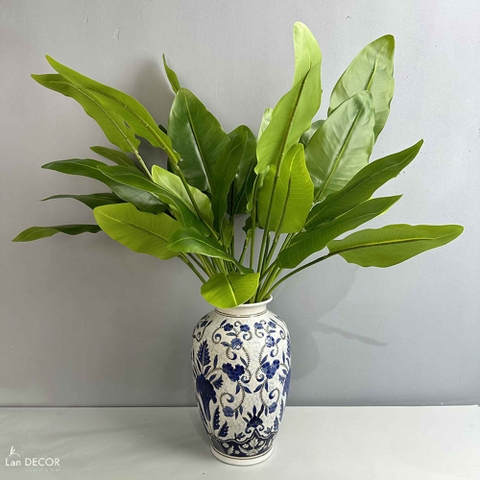 Cành Lá Giả- Cành Lá Chuối Giả Decor Tiểu Cảnh, Bụi Cây, Trang Trí Nội Thất Xanh (80cm, 7 lá)- HC1311