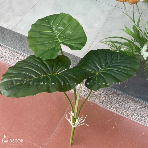 Cành Lá Giả Trang Trí- Cành Tai Voi Giả Trang Trí Tiểu Cảnh (70cm)- HC1420-xanh