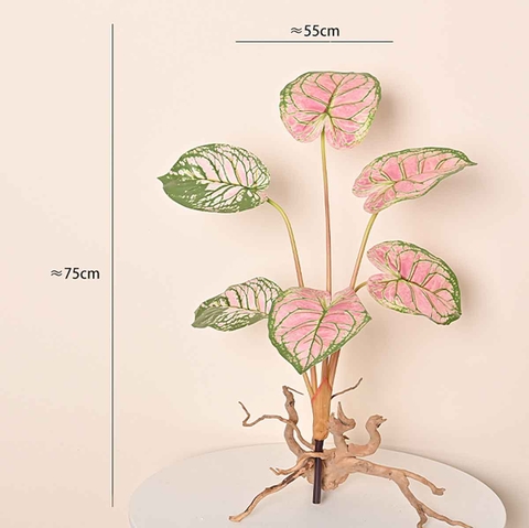 Cành Lá Giả - Cành Lá Môn To Giả Decor Tự Nhiên, Đẹp Mắt (70cm)- HC1314