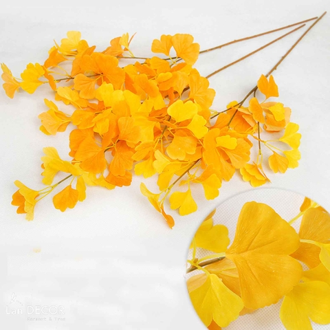 Cành Lá Giả Trang Trí- Cành Lá Ngân Hạnh Decor Cây Giả (3 nhánh, 90cm)- HC1242