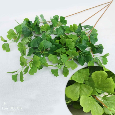 Cành Lá Giả Trang Trí- Cành Lá Ngân Hạnh Decor Cây Giả (3 nhánh, 90cm)- HC1242