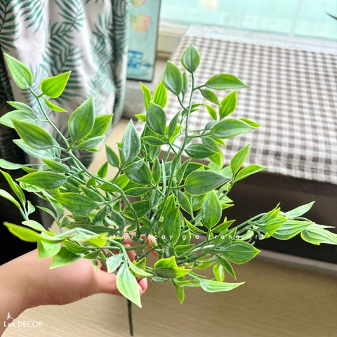 Cành Lá Giả Trang Trí- Cành Nguyệt Quế Giả Decor (5 nhánh, 35cm)- HC1380