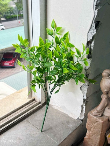 Cành Lá Giả Trang Trí- Cành Nguyệt Quế Giả Decor (5 nhánh, 35cm)- HC1380