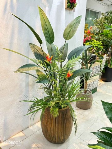 Cây chuối thiên điểu trang trí LanDecor (140cm) - LC3180 mix