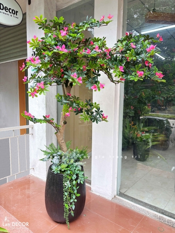Cây Giả Tiểu Cảnh - Cây Đỗ Quyên Giả Trang Trí Không Gian Tạo Điểm Nhấn