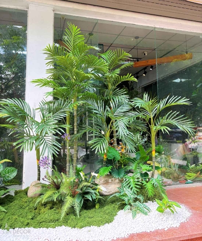 Thi Công Tiểu Cảnh Cây Giả - Bồn Rêu Cây Dừa Giả Thiết Kế Tiểu Cảnh Quán Cafe