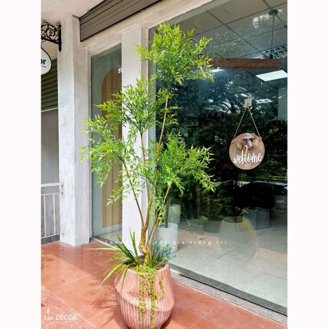 Cây Giả Decor- Cây Nam Thiên Trúc Giả 5 Nhánh Thiết Kế Căn Hộ Độc Đáo (190cm)- LC3042-5