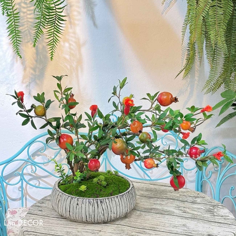 Lựu Giả Trang Trí- Cây Lựu Bonsai Để Bàn Phòng Khách (45cm)- CC1004