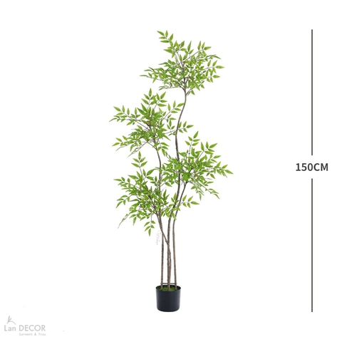 Nam Thiên Trúc Decor- Cây Nam Thiên Trúc Giả Trang Trí Nhà Đẹp (150cm)- LC3047-4 thân