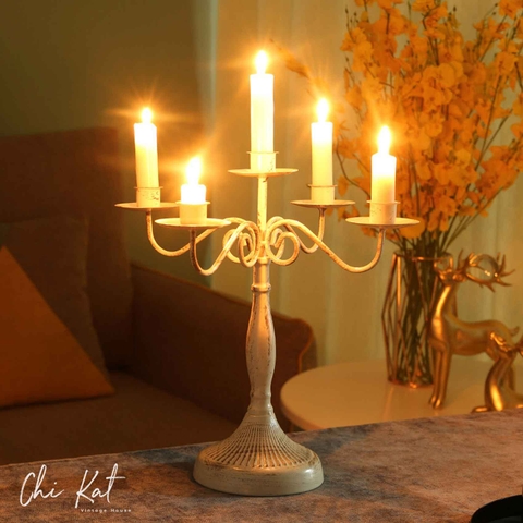 Chân nến decor bằng sắt nghệ thuật phong cách Châu Âu sang trọng - DC039