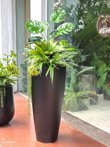 Cây Giả Decor Tiểu Cảnh- Chậu Cây Giả Decor Không Gian Hiện Đại, Điểm Nhấn Ấn Tượng (cao 140cm, tán 60cm)- CC1126