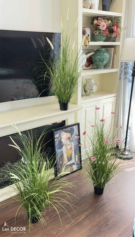Cỏ Lau Giả - Bụi Cỏ Lau Hồng Decor Tiểu Cảnh Lau Giả, Thiết Kế Hiện Đại (cao 110cm, tán 55cm)- CC1100