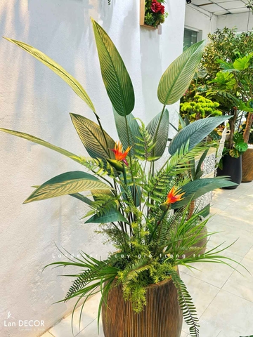 Cây chuối thiên điểu trang trí LanDecor (140cm) - LC3180 mix