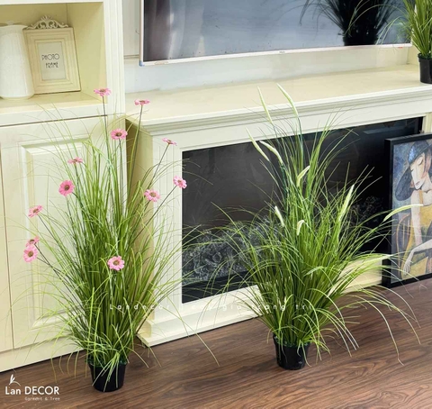 Cỏ Lau Giả - Bụi Cỏ Lau Giả Thiết Kế Trang Trí Căn Hộ (cao 110cm, tán 55cm)- CC1099