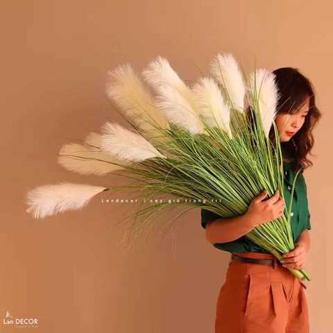 Cỏ Lau Giả- Cành Lau Trắng Giả Decor Phong Cách Đồng Nội (80-100cm)- CC1086-trắng