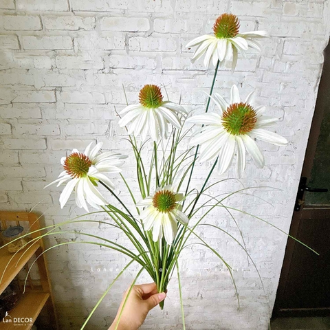 Hoa Cúc Mỹ Giả- Cành Hoa Cúc Mỹ Giả Decor Kệ Sắt, Thiết Kế Tiểu Cảnh Rêu Hoa Ấn Tượng- CC1084