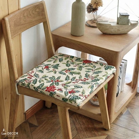 Đệm Ghế Họa Tiết Lá Thông Trang Trí Lễ Hội Cuối Năm, Decor Giáng Sinh Độc Đáo- ĐG592