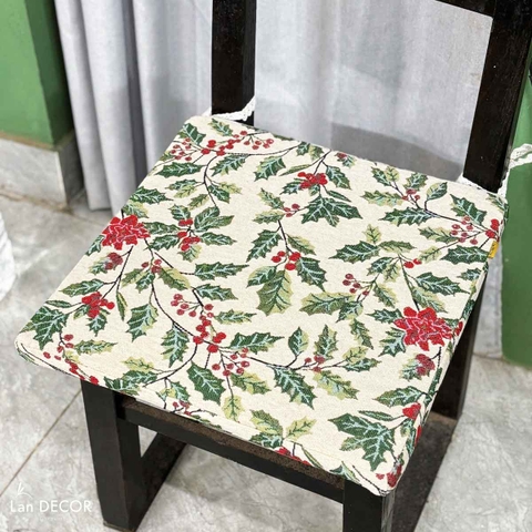 Đệm Ghế Họa Tiết Lá Thông Trang Trí Lễ Hội Cuối Năm, Decor Giáng Sinh Độc Đáo- ĐG592