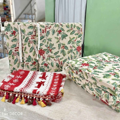 Đệm Ghế Họa Tiết Lá Thông Trang Trí Lễ Hội Cuối Năm, Decor Giáng Sinh Độc Đáo- ĐG592