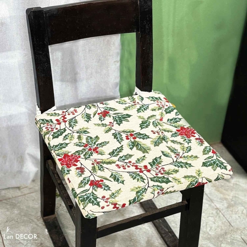 Đệm Ghế Họa Tiết Lá Thông Trang Trí Lễ Hội Cuối Năm, Decor Giáng Sinh Độc Đáo- ĐG592