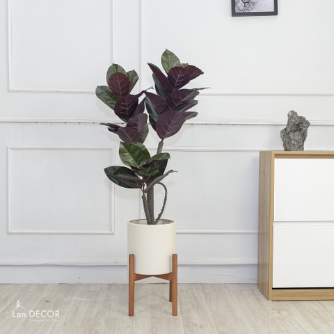 Cây Bàng Singapore lá đỏ cây giả trang trí Lan Decor  (110cm) - LC2918-1