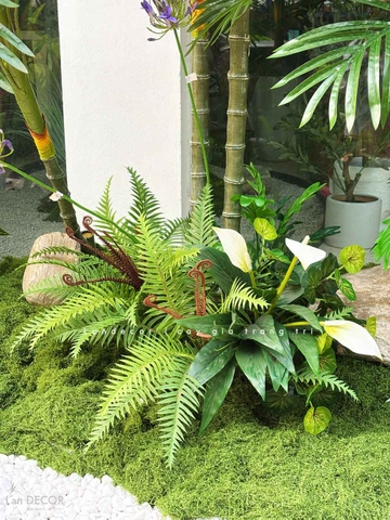 Thi Công Tiểu Cảnh Cây Giả - Bồn Rêu Cây Dừa Giả Thiết Kế Tiểu Cảnh Quán Cafe