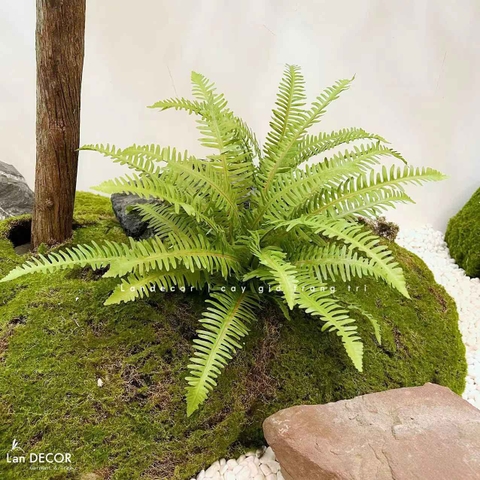 Cành Lá Giả Trang Trí- Cành Dương Xỉ Giả Trang Trí Bồn Rêu Tiểu Cảnh Xanh Tươi (53cm, 7 nhánh)- HC1295