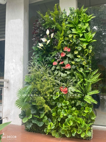Tường Cây Giả Điểm Hoa - Tường Cây Giả Thiết Kế Lan Decor- TC194