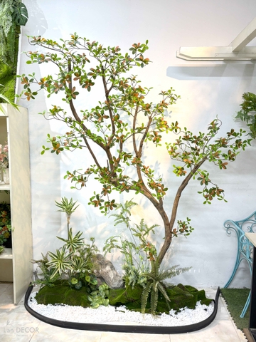 Tiểu Cảnh Cây Giả- Bồn Rêu Cây Cành Cổ Lá Đỏ Giả Decor Không Gian Cửa Hiệu (90X200X220cm)- RC147