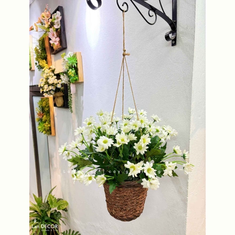 Giỏ Hoa Treo- Giỏ Cúc Mắt Ngọc Treo Tường Decor Cửa Hiệu (35cm)- CC1314
