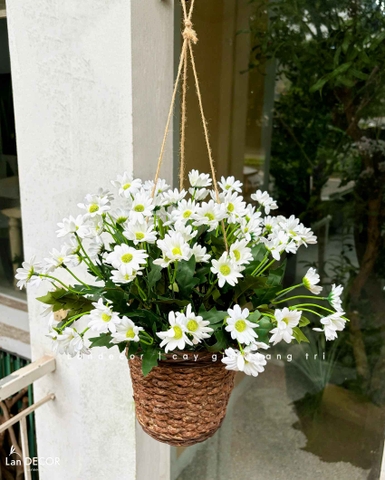 Giỏ Hoa Treo- Giỏ Cúc Mắt Ngọc Treo Tường Decor Cửa Hiệu (35cm)- CC1314