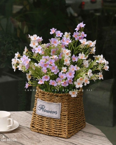 Hoa Giả Decor - Giỏ Hoa Dạ Yến Thảo Giả Trang Trí Phòng Khách Vintage (40cm)- CC1487