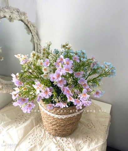 Giỏ Hoa Giả - Giỏ Hoa Nhí Trang Trí Không Gian Xinh (40cm)- CC1425