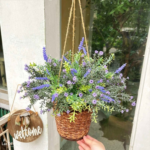 Giỏ Cây Treo- Giỏ Hoa Giả Treo Decor Ban Công (40cm)- CC1311