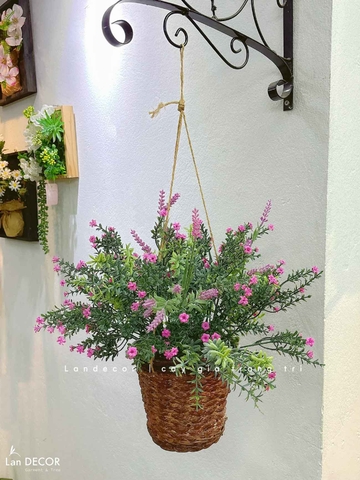 Giỏ Hoa Treo Giả - Giỏ Hoa Nhí Treo Trang Trí Không Gian Tươi Tắn (40cm)- CC1312