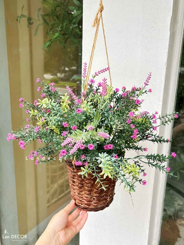 Giỏ Hoa Treo Giả - Giỏ Hoa Nhí Treo Trang Trí Không Gian Tươi Tắn (40cm)- CC1312