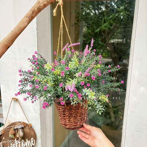 Giỏ Hoa Treo Giả - Giỏ Hoa Nhí Treo Trang Trí Không Gian Tươi Tắn (40cm)- CC1312