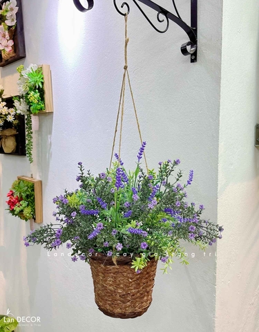 Giỏ Cây Treo- Giỏ Hoa Giả Treo Decor Ban Công (40cm)- CC1311
