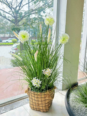 Lau Giả Decor- Giỏ Hoa Lau Giả Thiết Kế, Trang Trí Quán Cafe, Cửa Hiệu (85cm)- CC1226