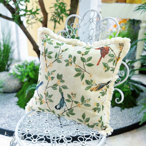 Vỏ gối tựa sofa họa tiết cổ điển, thiết kế phòng khách sang trọng - VGR593