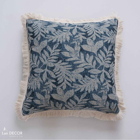 Gối tựa họa tiết lá xanh decor phòng khách sang trọng, hiện đại - VGR596