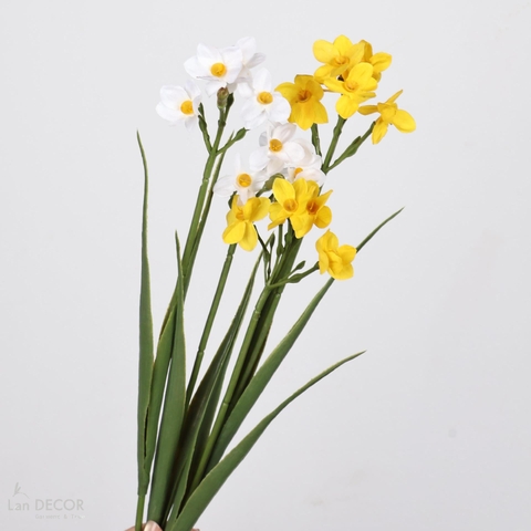 Cành Hoa Giả - Cành Hoa Thủy Tiên Giả Decor Tiểu Cảnh (45cm)- HC1479